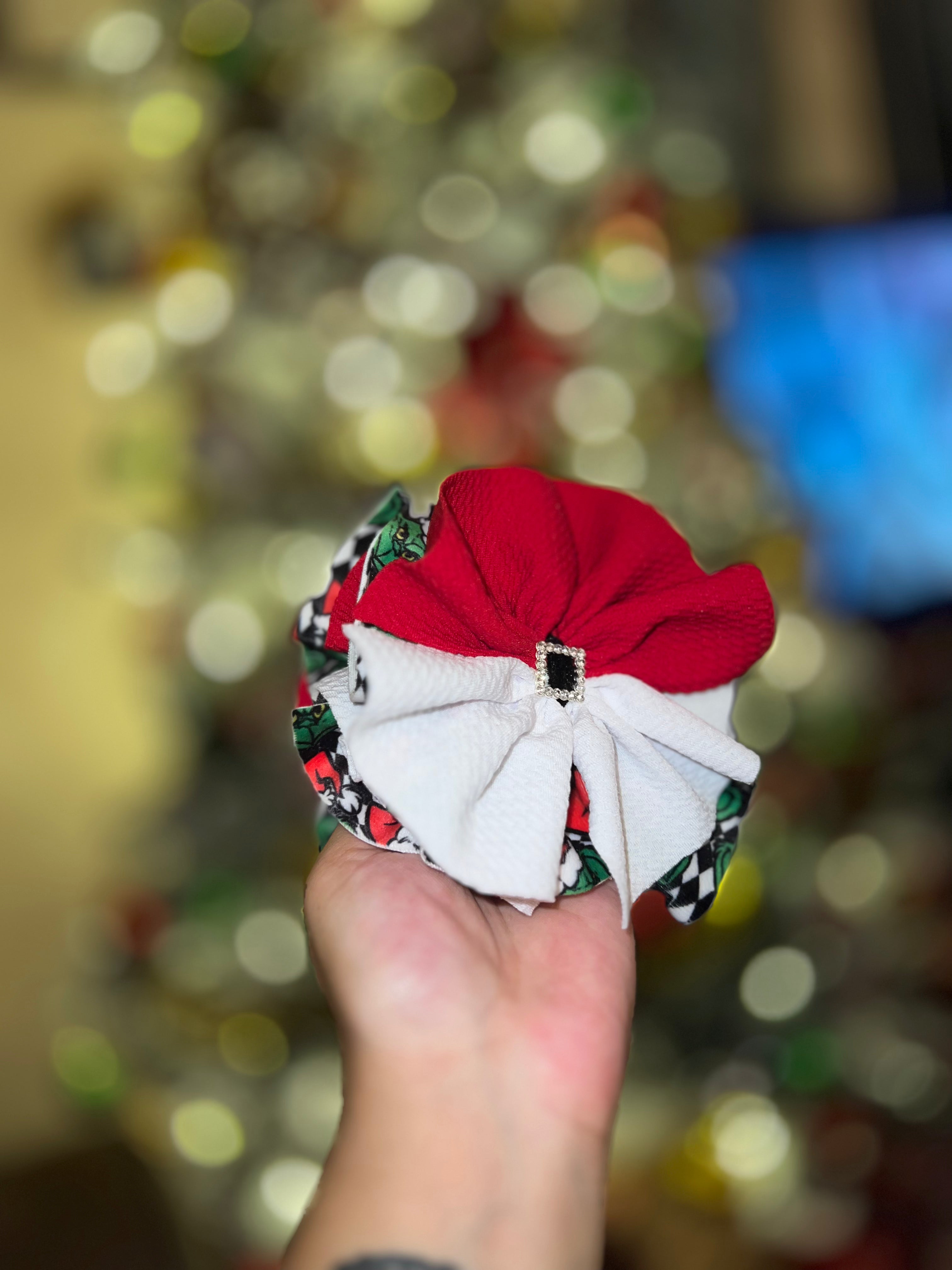 Checkered Grinchmas Messy Headwrap